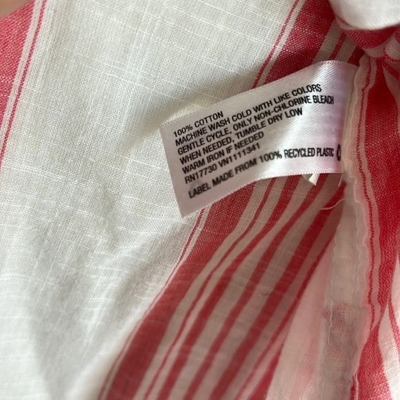 MERONA Red and White Striped Cotton Tunic Blouse Size L - Picture 5 of 7